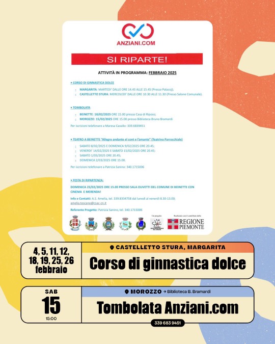 Attività per anziani corso di ginnastica dolce e tombola insieme