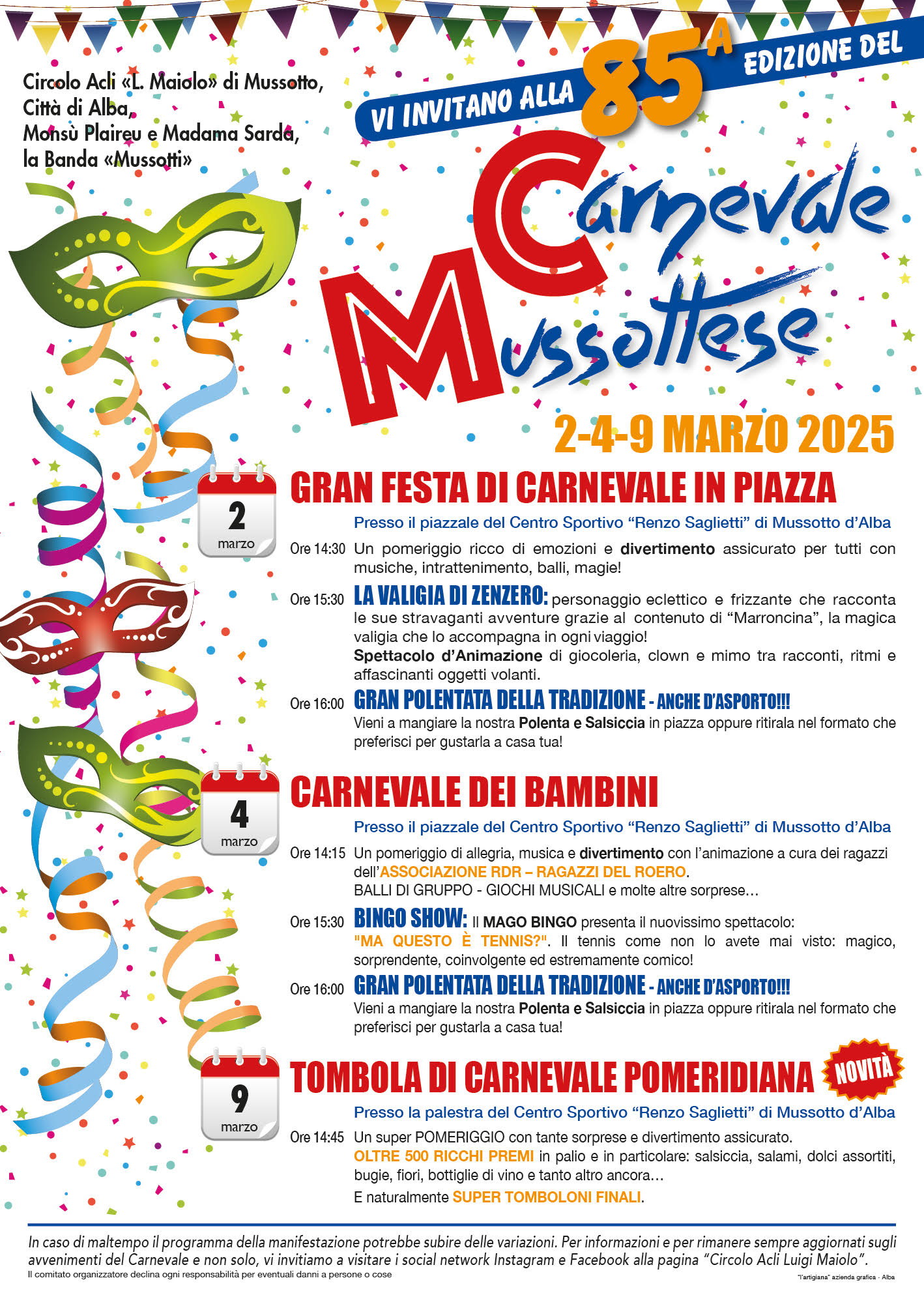 carnevale mussottese 2025 in provincia di cuneo