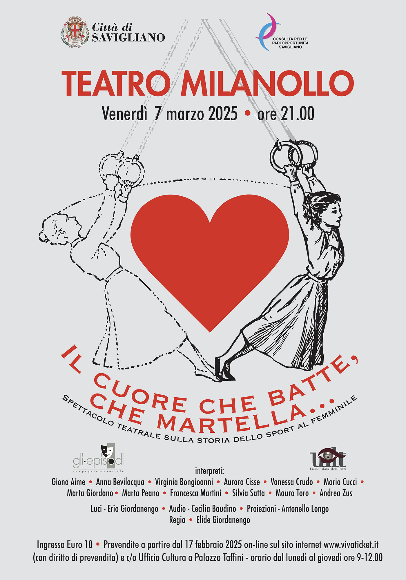 Spettacolo teatrale sulla storia dello sport al femminile, in programma venerdì 7 marzo al Milanollo.